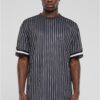 Men's Oversized Striped Mesh Tee T-Shirt - Black/White