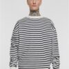 Men's Striped Crewneck Sweatshirt White - Sand/Black