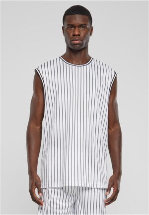 Men's Striped Mesh tank top white