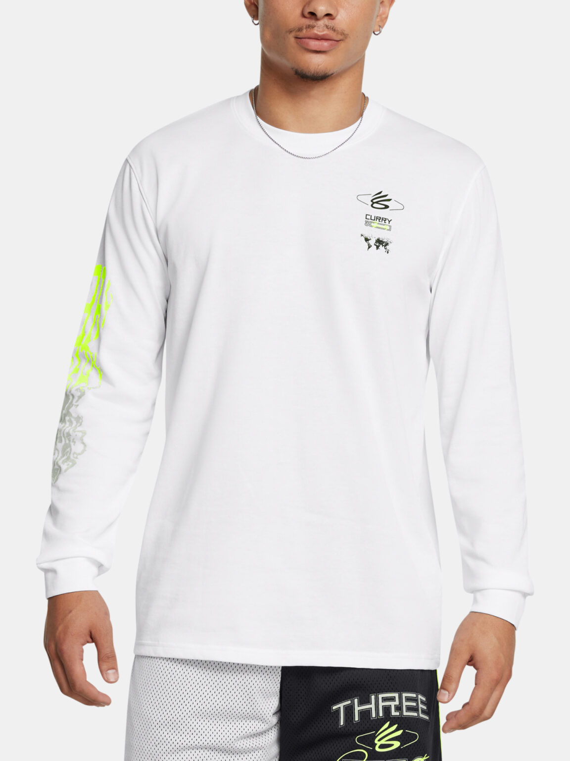 Men's T-shirt Under Armour Curry HW Verbiage LS Tee-WHT - Men's