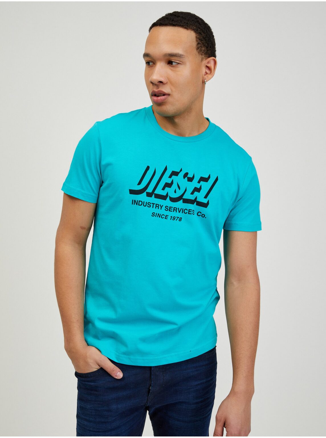 Men's Turquoise T-Shirt Diesel Diegos - Men's