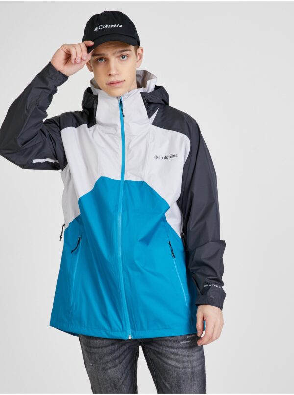 Men's White-Blue Columbia Rain Scape™ Jacket - Men