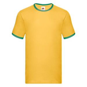 Men's Yellow T-shirt Ringer Fruit of the Loom