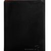 Men's black leather wallet with red module