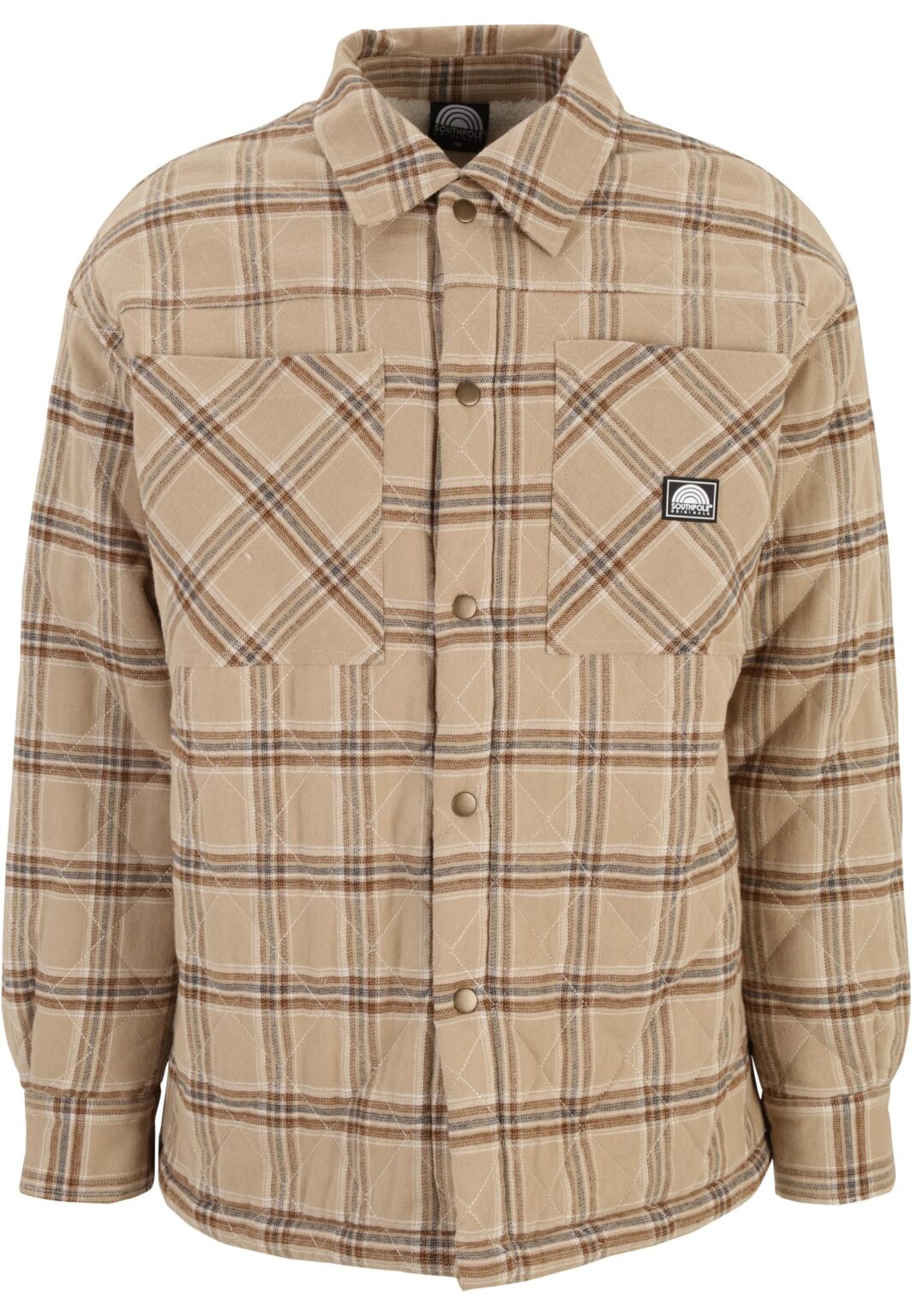 Men's flannel shirt jacket beige