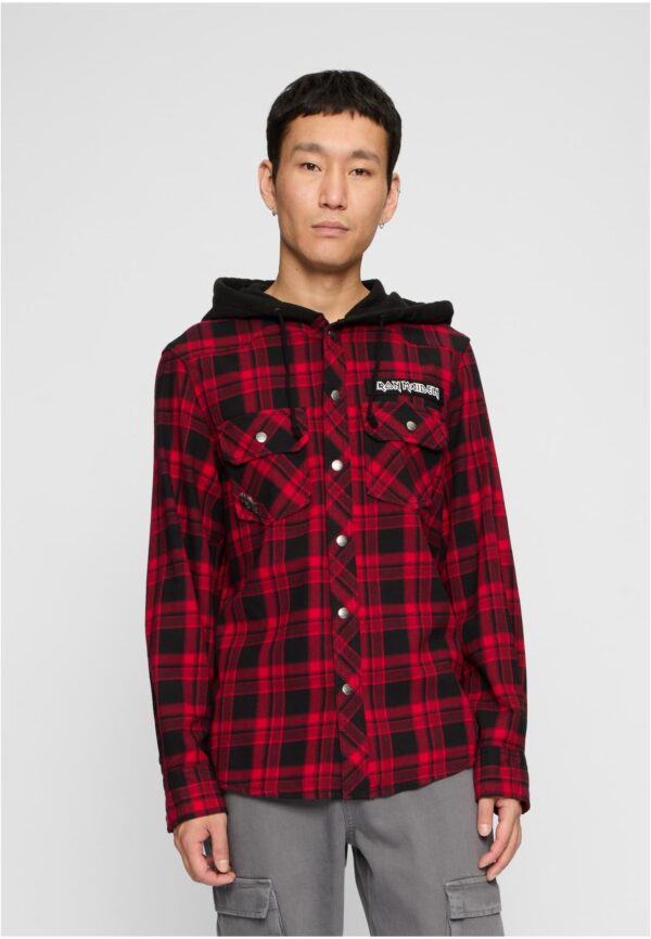 Men's hooded shirt Iron Maiden Checkshirt Eddy red/black
