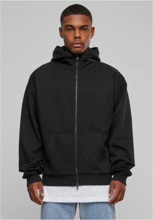 Men's hoodie with a zip with a high neck black