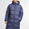 Men's long quilted navy coat