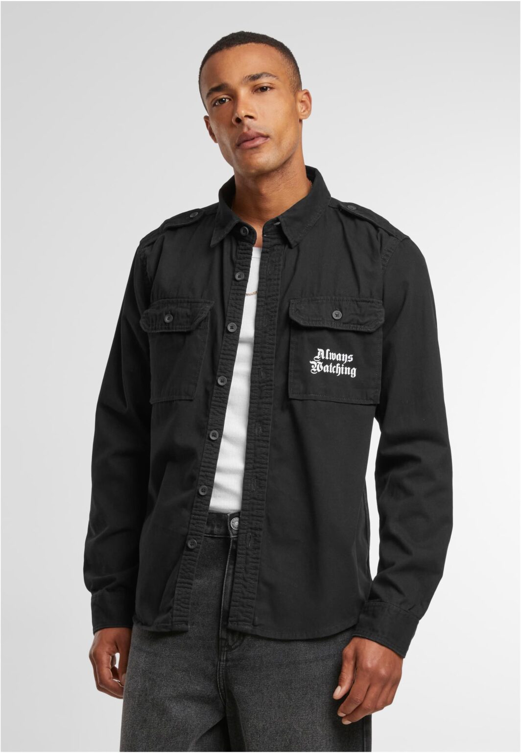 Men's long-sleeved shirt Always Watching black
