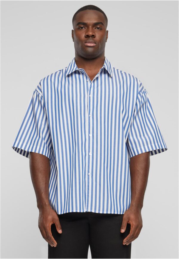 Men's short-sleeved shirt Striped Summer white/blue