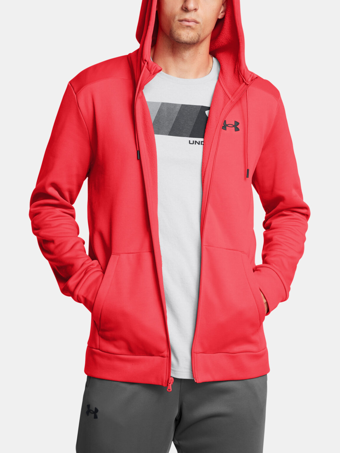 Men's sweatshirt Under Armour UA Armour Fleece FZ Hoodie-RED - Men's