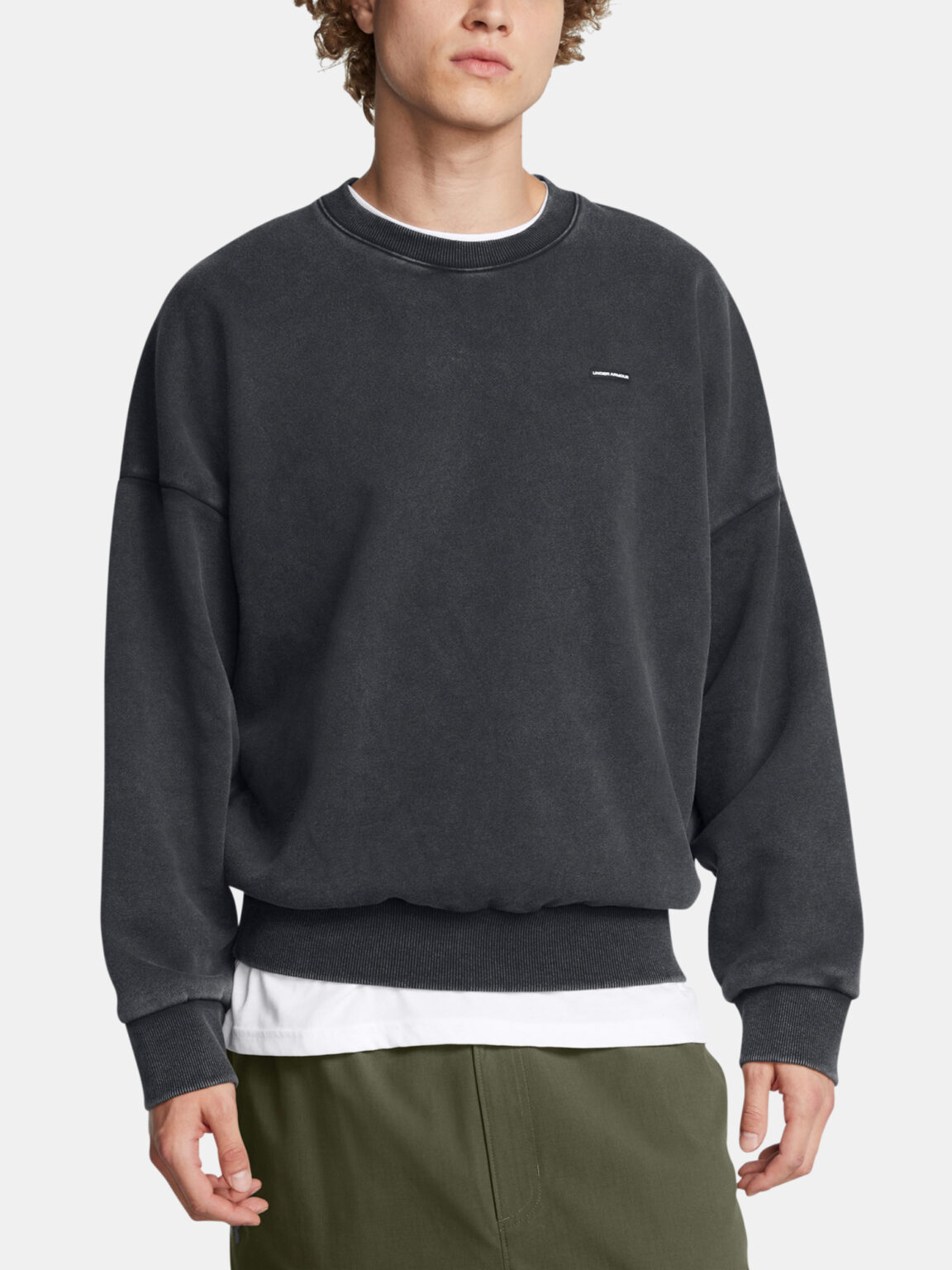 Men's sweatshirt Under Armour UA Icon HWT Flc Wash OS Crew-BLK - Men's