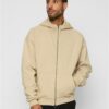 Men's sweatshirt with high zip collar cream