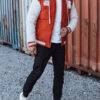 Men's winter jacket with hood red Dstreet