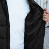 Men's winter quilted jacket with hood black Dstreet