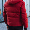 Men's winter quilted jacket with hood burgundy Dstreet