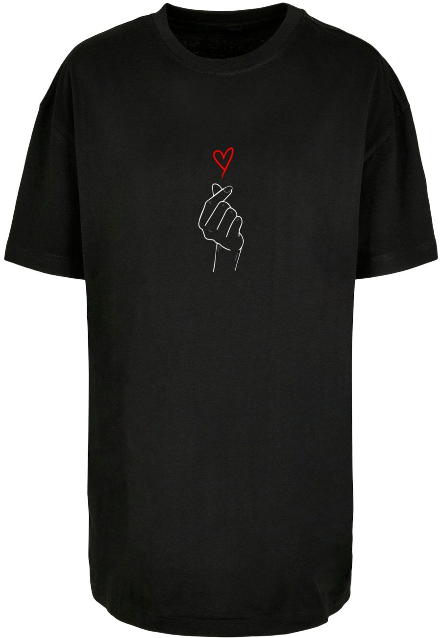 Merchcode Oversize póló 'Heart'  rikító piros / fekete / fehér-Ár