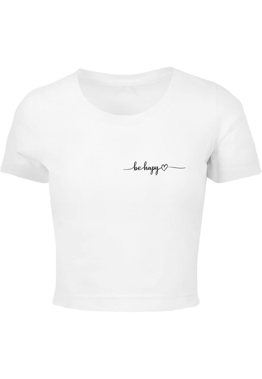 Merchcode Póló 'Be Happy'  fekete / fehér-Ár
