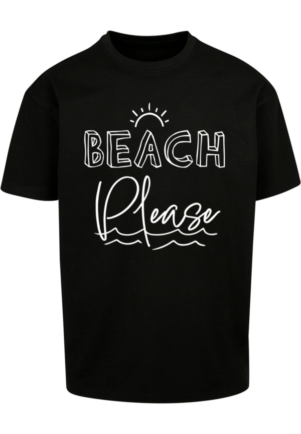 Merchcode Póló 'Beach Please'  fekete / fehér-Ár
