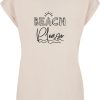 Merchcode Póló 'Beach Please'  világos bézs / fekete-Ár