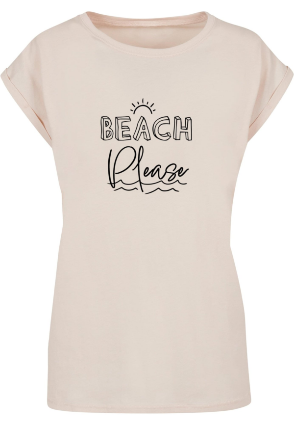 Merchcode Póló 'Beach Please'  világos bézs / fekete-Ár