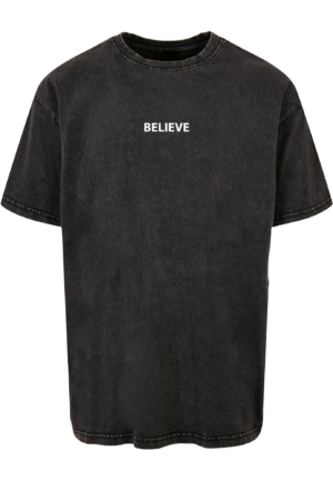 Merchcode Póló 'Believe Front'  antracit / fehér-Ár