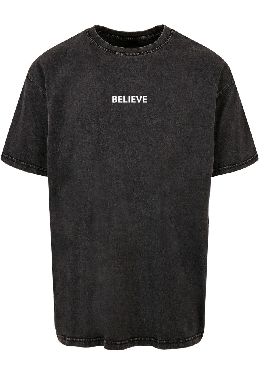 Merchcode Póló 'Believe Front'  antracit / fehér-Ár
