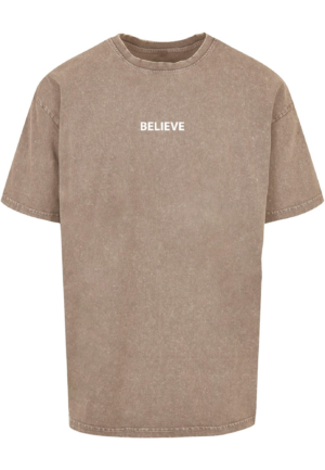 Merchcode Póló 'Believe Front'  barna / fehér-Ár