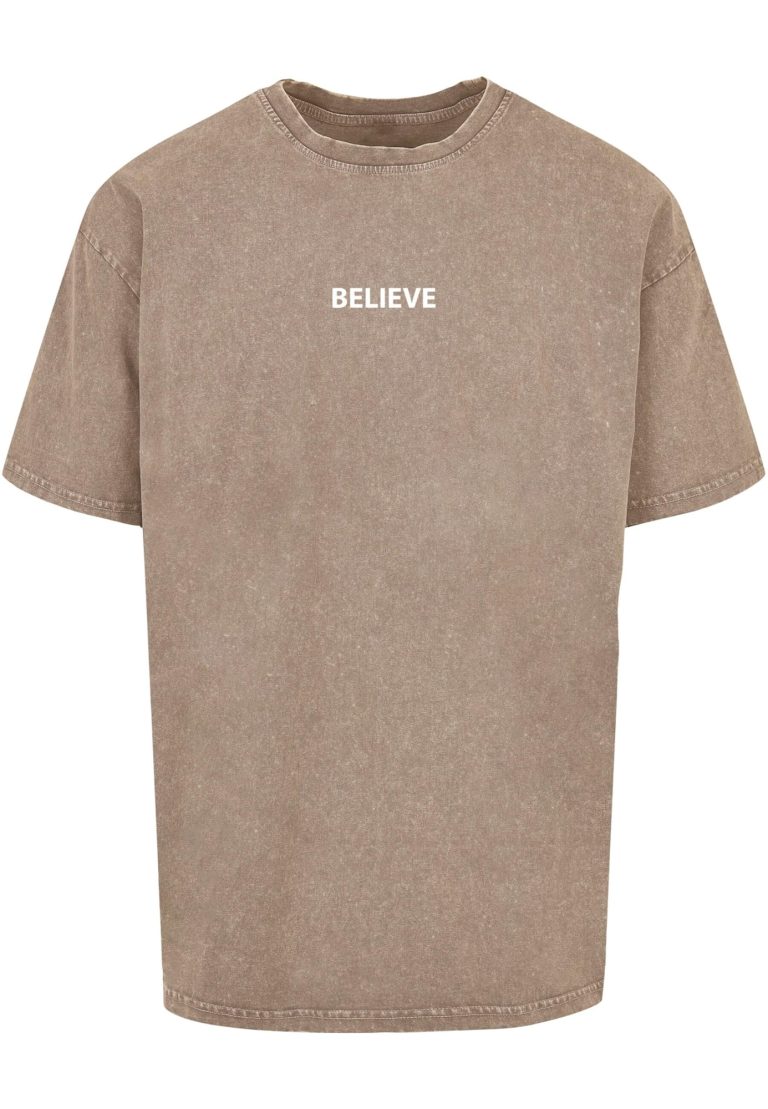 Merchcode Póló 'Believe Front'  barna / fehér-Ár