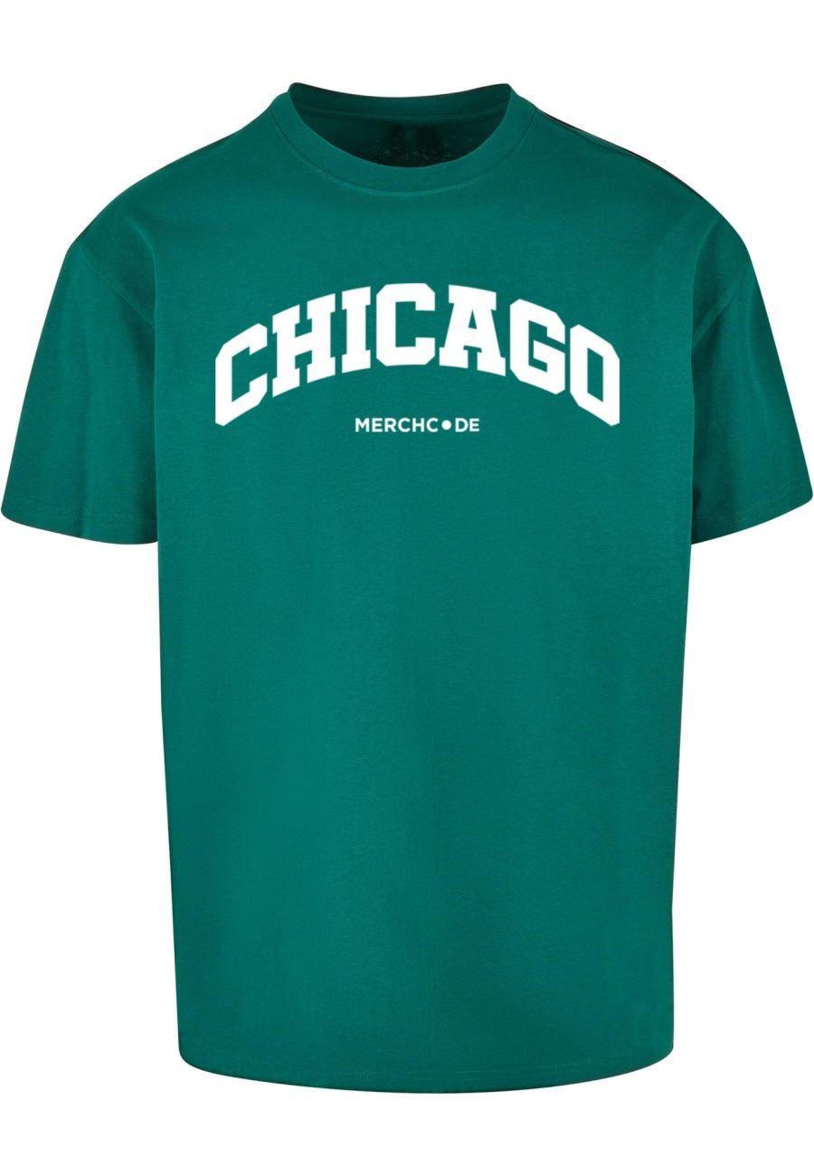 Merchcode Póló 'Chicago'  smaragd / fehér-Ár