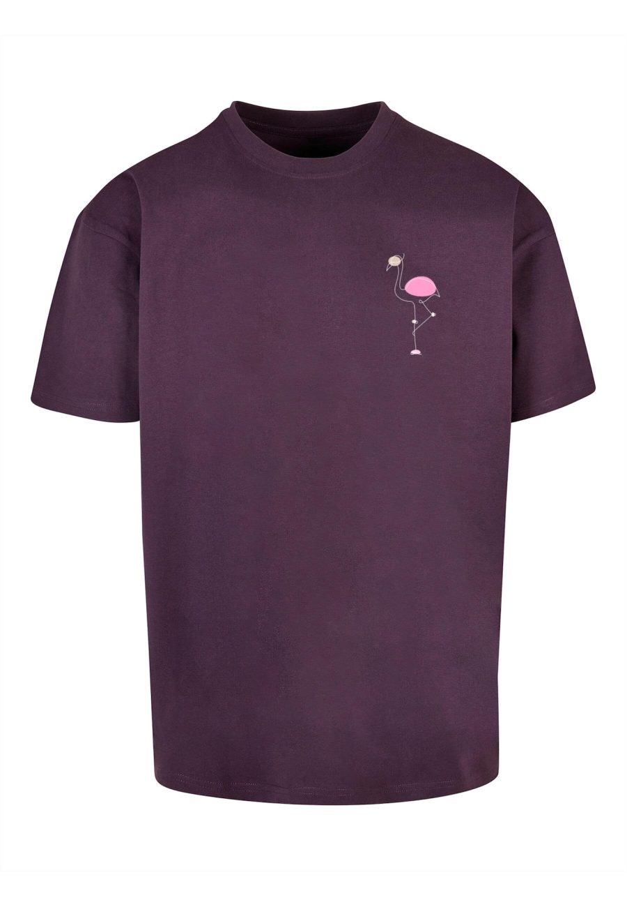 Merchcode Póló 'Flamingo'  bézs / padlizsán / rózsaszín / fehér-Ár