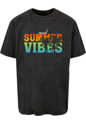 Merchcode Póló 'Good Summer Vibes'  világoskék / sárga / antracit / narancs-Ár