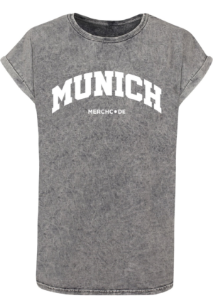 Merchcode Póló 'Munich Wording'  bazaltszürke / fehér-Ár