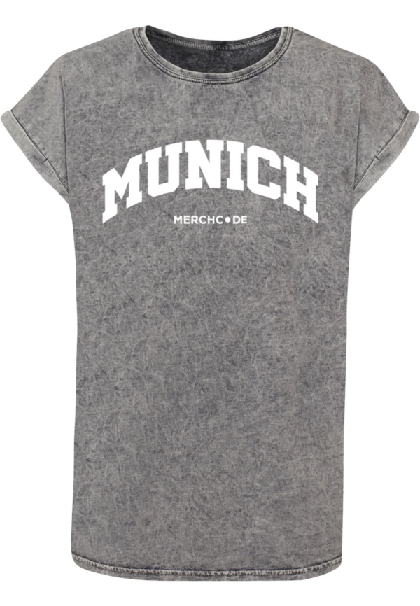 Merchcode Póló 'Munich Wording'  bazaltszürke / fehér-Ár