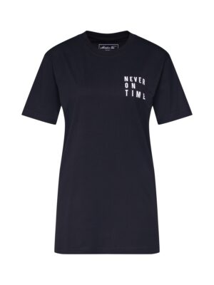 Merchcode Póló 'Never On Time'  fekete / fehér