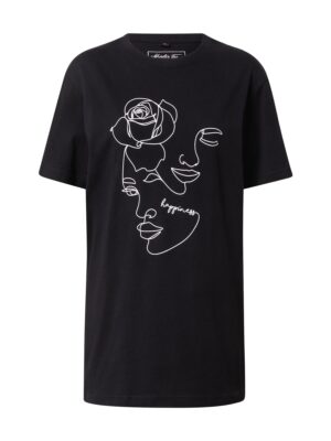 Merchcode Póló 'One Line Rose'  fekete / fehér-hu