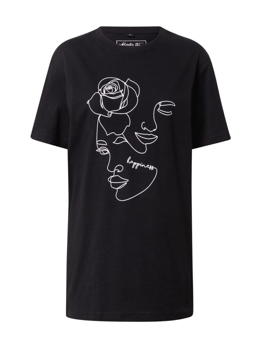 Merchcode Póló 'One Line Rose'  fekete / fehér-hu