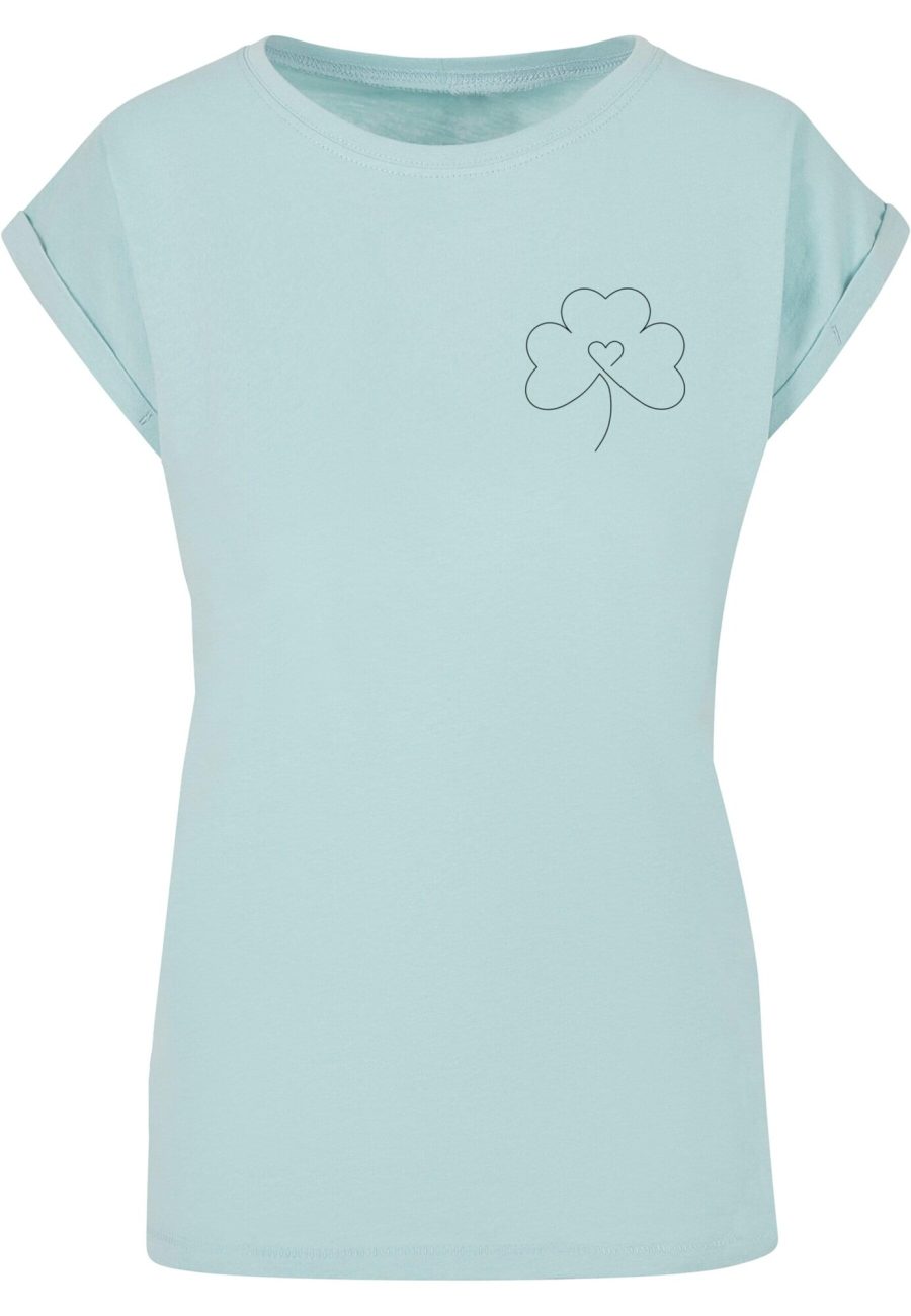 Merchcode Póló 'Spring - Leaf Clover Flower '  pasztellkék / fekete-Ár