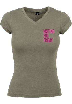 Merchcode Póló 'Waiting For Friday'  khaki / sötét-rózsaszín-Hungary