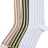 Metal Effect Socks Stripe Socks 3-pack black/white sand/white