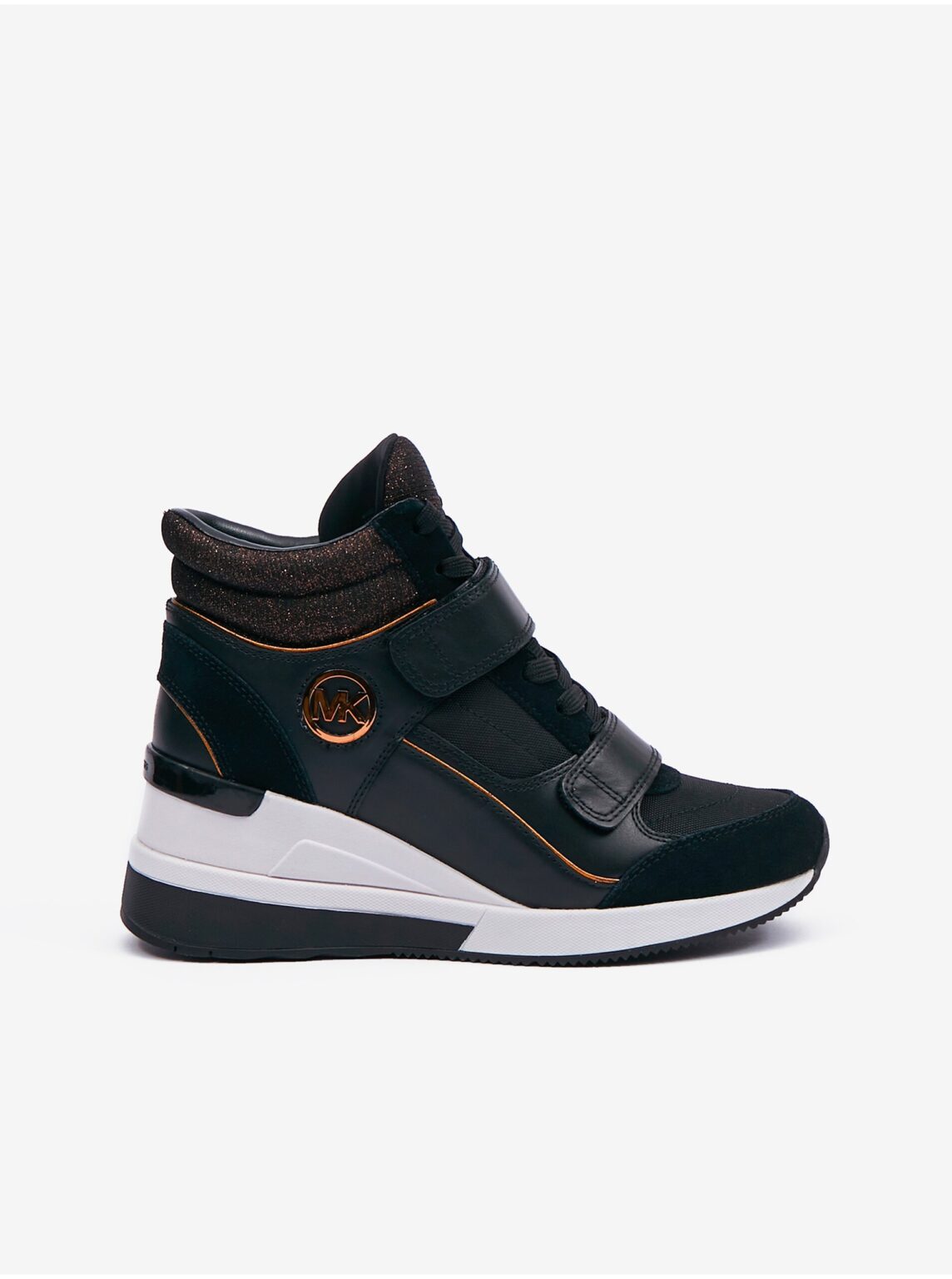 Michael Kors Gen Black Women's Leather Wedge Sneakers - Ladies