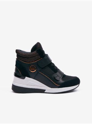 Michael Kors Gen Black Women's Leather Wedge Sneakers - Ladies