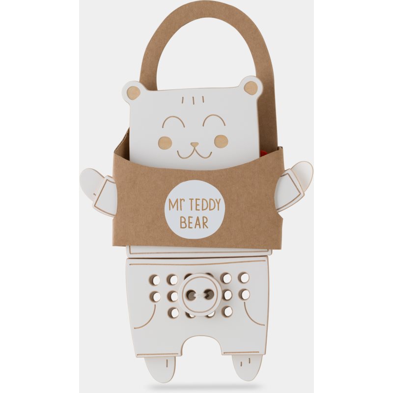 Milin Wooden Lacing Toy Mr. Teddy interaktív játék 22 cm x 17 cm x 0