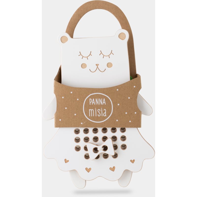 Milin Wooden Lacing Toy Mrs. Teddy interaktív játék 22 cm x 16 cm x 0