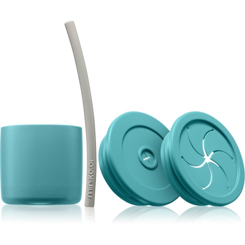 Minikoioi Sip+Snack Set etetőszett gyermekeknek Aqua Green / Powder Grey 1 db