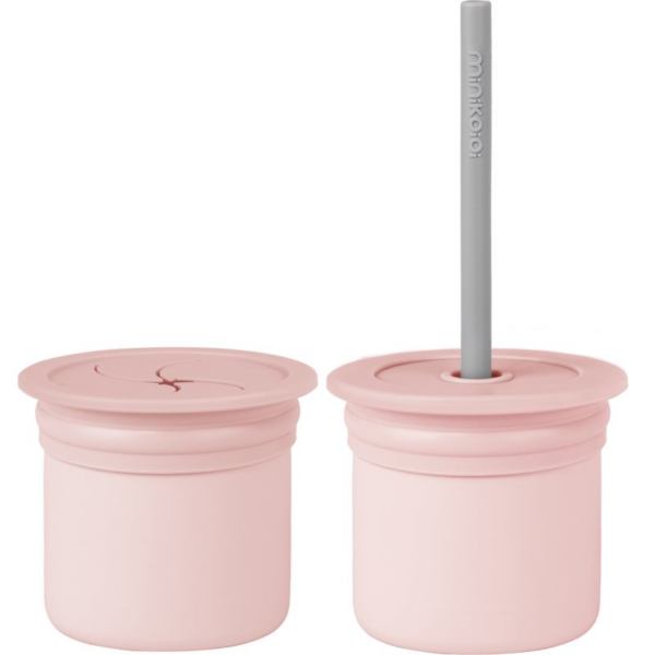 Minikoioi Sip+Snack Set etetőszett gyermekeknek Pinky Pink / Powder Grey 1 db
