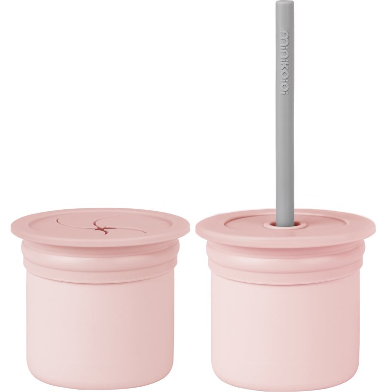 Minikoioi Sip+Snack Set etetőszett gyermekeknek Pinky Pink / Powder Grey 1 db
