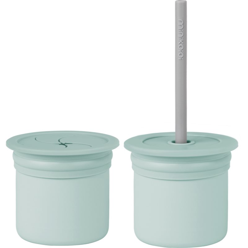 Minikoioi Sip+Snack Set etetőszett gyermekeknek River Green / Powder Grey 1 db