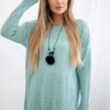 Mint sweater with necklace