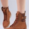 Mio Gusto Lyssa Womens Tan Lace-up Oxford Boots